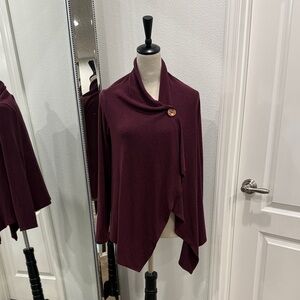 Bobeau Wine Wrap Cape with Front Button